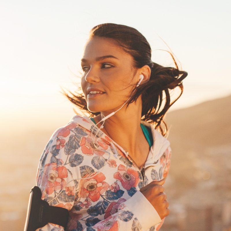 Women looking back jogging